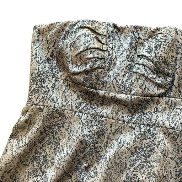 Antonio Melani Snakeskin Animal Print Strapless Cocktail Dress Beige Size 10 - Picture 3 of 6